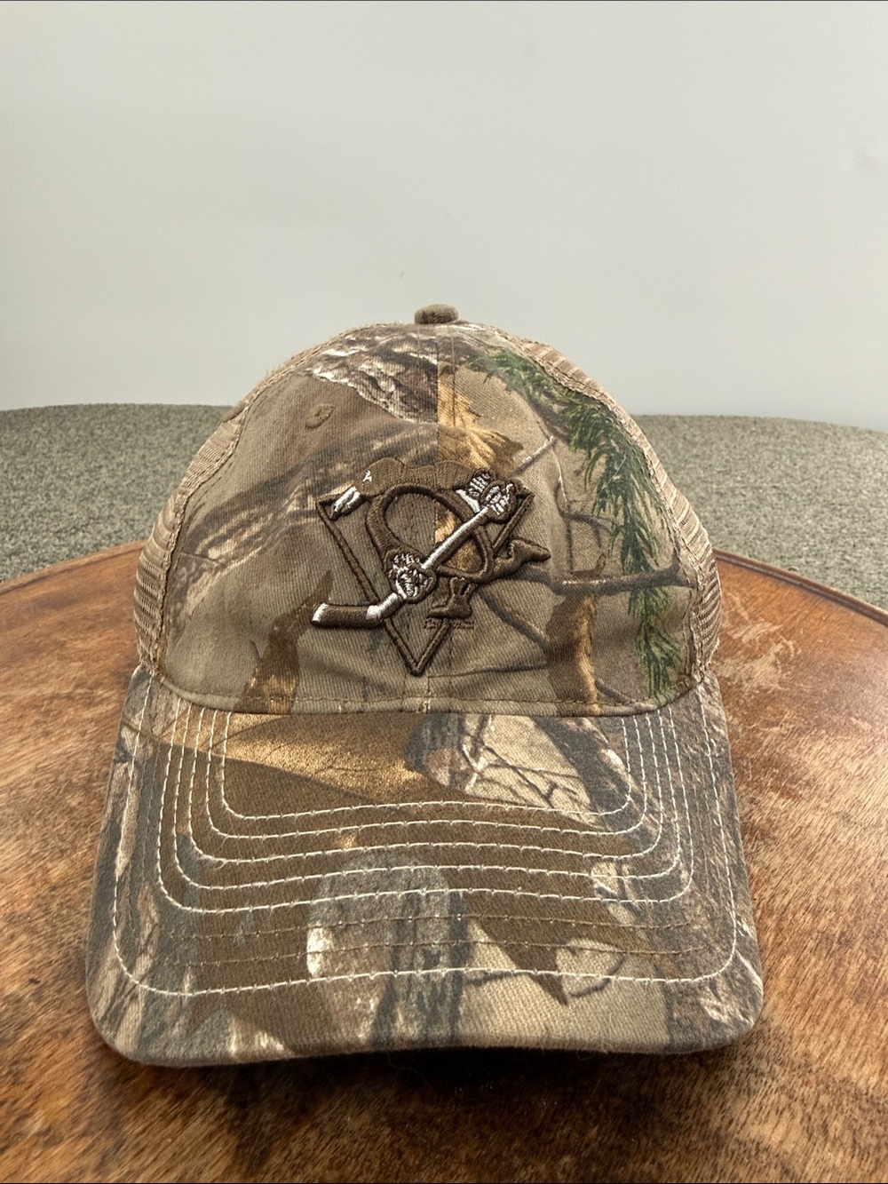 Pittsburgh Penquins Hat NHL Old Time Hockey Camo Mesh Hunting Baseball Cap